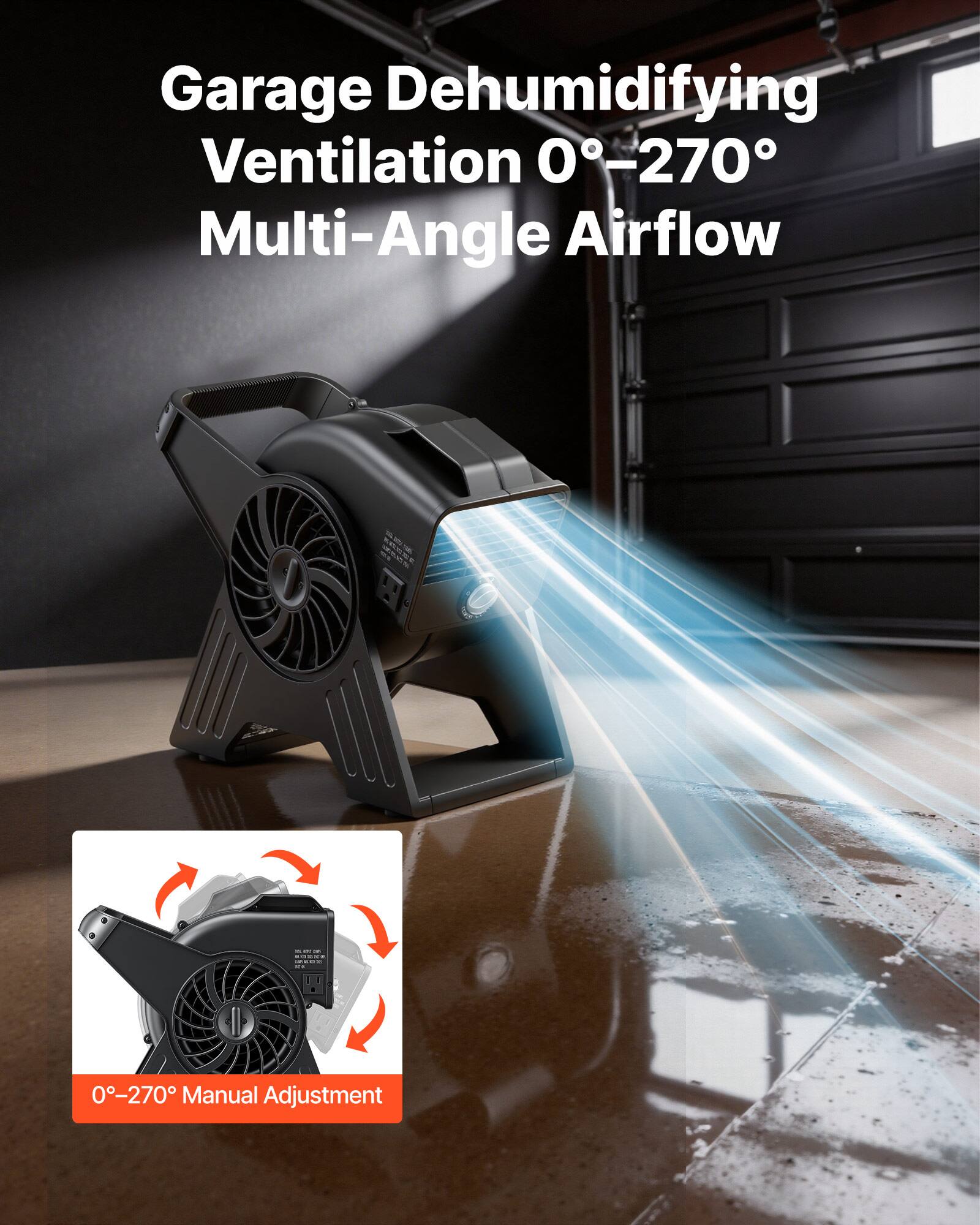 Garage Dehumidifying Ventilation 0°-270° Multi-Angle Airflow

0°-270° Manual Adjustment