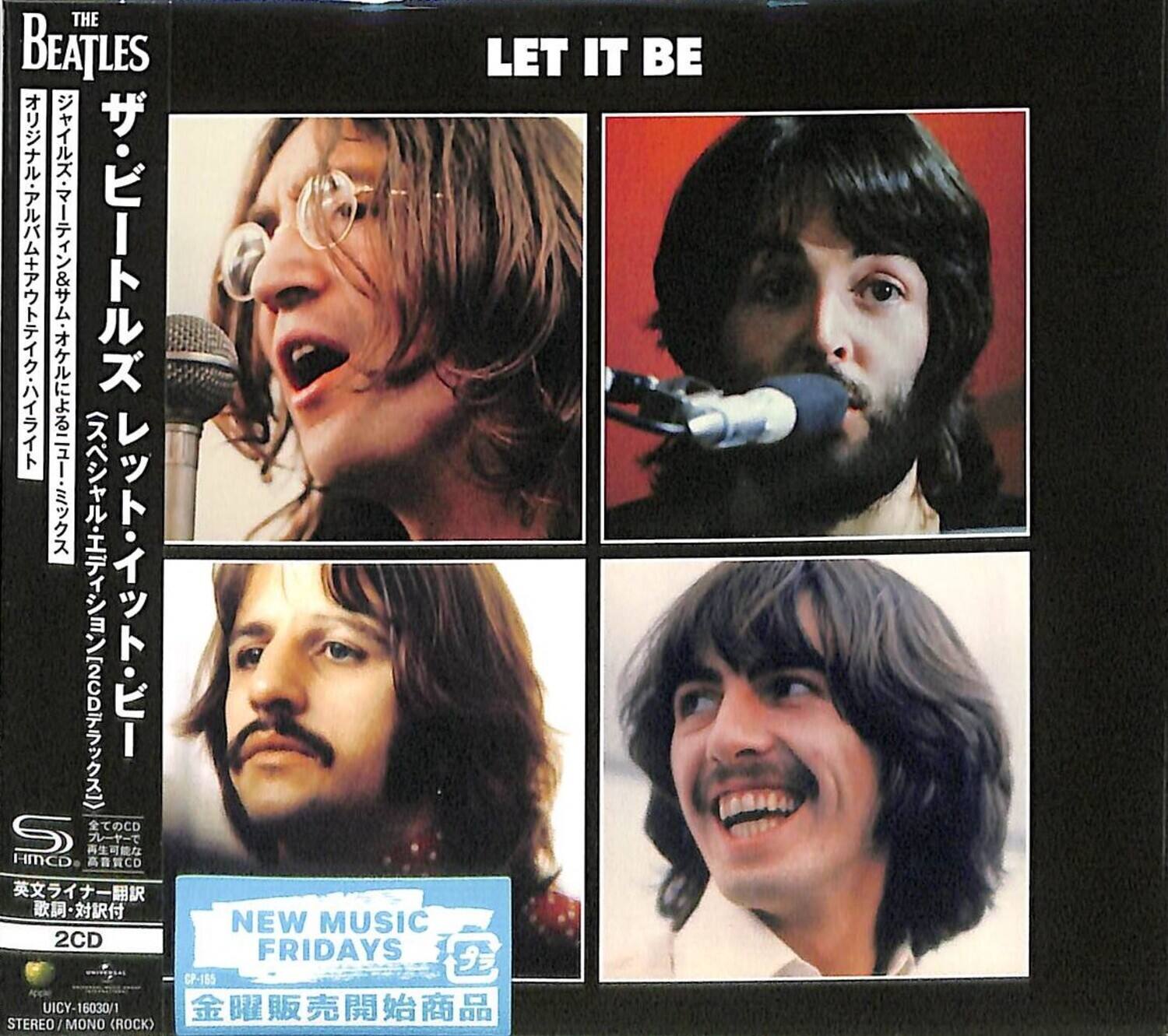 THE BEATLES  
LET IT BE  

2C CD  
HMCD CD  
NEW MUSIC FRIDAYS  
CP-155  
UICY-16030/1  
STEREO MONO (ROCK)  

NEW MUSIC FRIDAYS  

2CD  

STEREO MONO (ROCK)  
UICY-16030/1