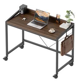Hirose Alice - Mericonia L Shaped Desk, Corner Computer Desk with Storage Shelves, Large Home Office Gaming Desk, Spacious - Guard, Walnut 32 inch