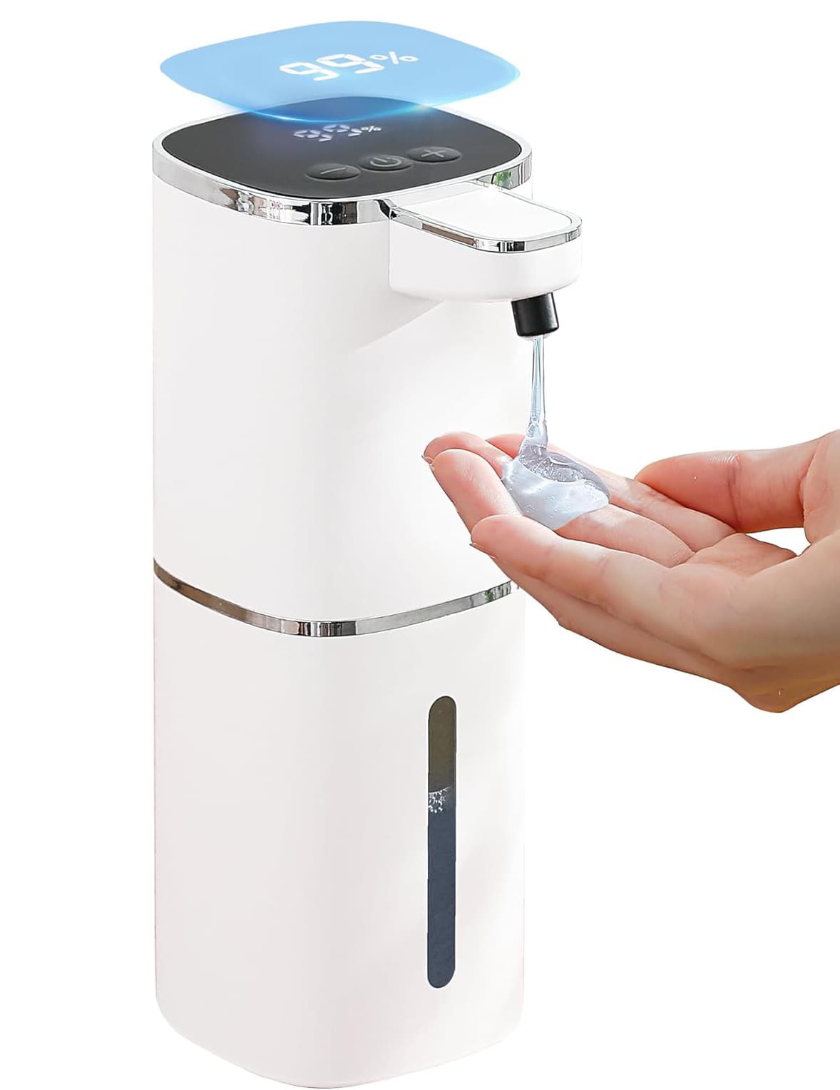 Front. FINEAK - 9-Level IPX5 Waterproof Soap Dispenser 400mL Wall/Tabletop White - White.