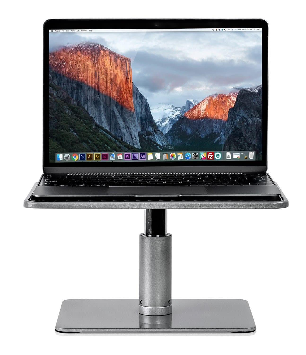 Back. Mount-It! - Height Adjustable Laptop & Monitor Stand for Laptops and 24″-32″ Monitors with Anti-Slip Stability, Silver - Silver.