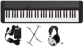 Casio - CTS1BK Premium Pack with Stand, Adapter, and Headphones
