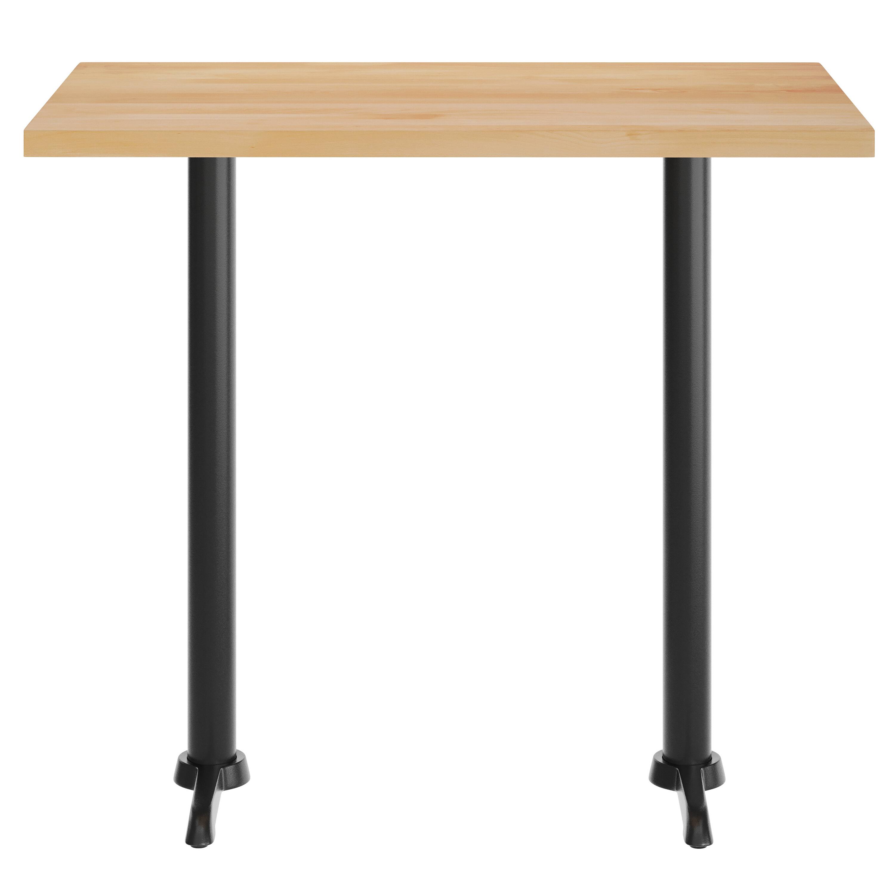 Angle. Flash Furniture - Bennett 30" x 48" Solid Wood Commercial Indoor Tabletop in Natural with Dual 5" x 22" Bar Height Rust-Resistant Black Ca - Natural.