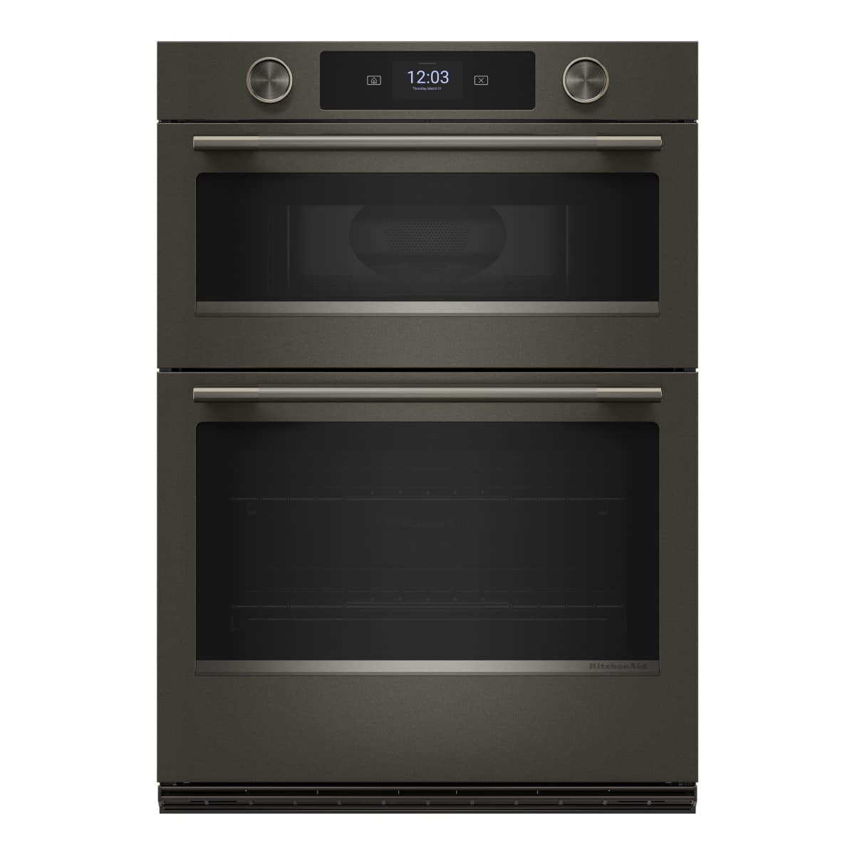 KitchenAid - 30" Smart Built-In Electric Double Wall Combination with Microwave and Assisted Cooking Modes - Black Ore