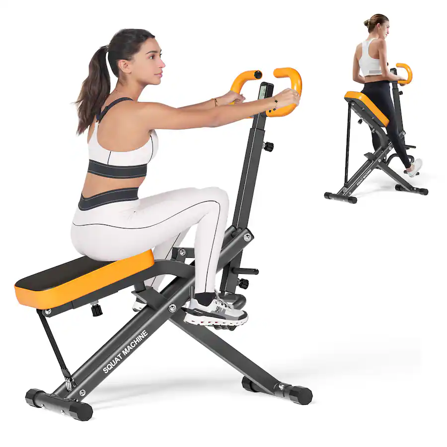KERDOM 2 in 1 Foldable Squat Rowing Machine with Adjustable Resistance ...