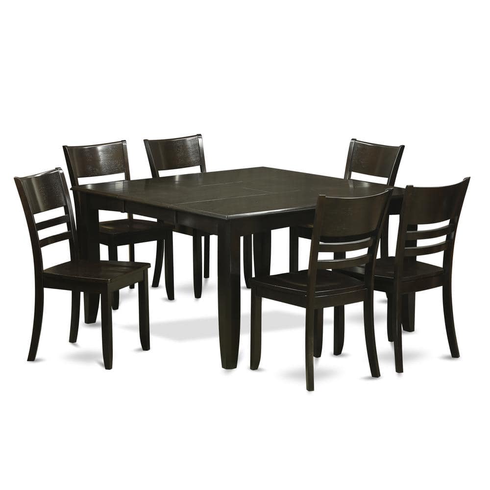 East West Furniture - 7 PC Dining set-Dining Table with Leaf and 6 Dinette Chairs - Cappuccino price history on PriceWatchPro