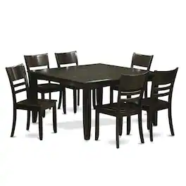 East West Furniture - 7 PC Dining set-Dining Table with Leaf and 6 Dinette Chairs - Cappuccino