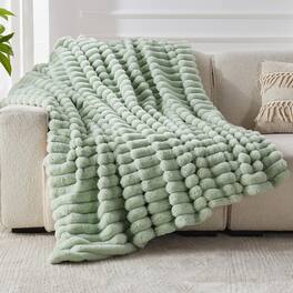 NICHOLAS KLEIN - Faux Throw Blanket For Couch Cozy Fuzzy Fluffy Soft Plush Thick Bubble Sherpa Sofa Bedroom Living Room Moth - Sage Green-ct 60*80