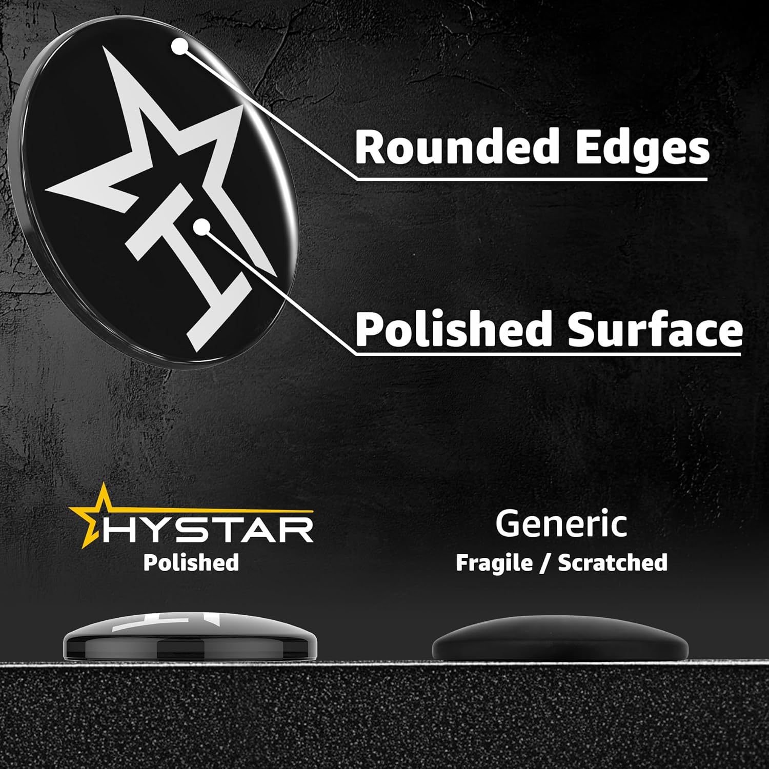 Rounded Edges  
Polished Surface  

HYSTAR  
Polished  

Generic  
Fragile / Scratched