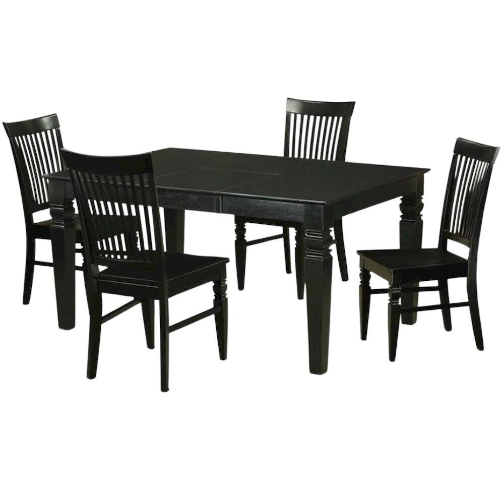 Left. FurniFact - Black 5 Piece Dining Table Set with Chairs - Black & Cherry.