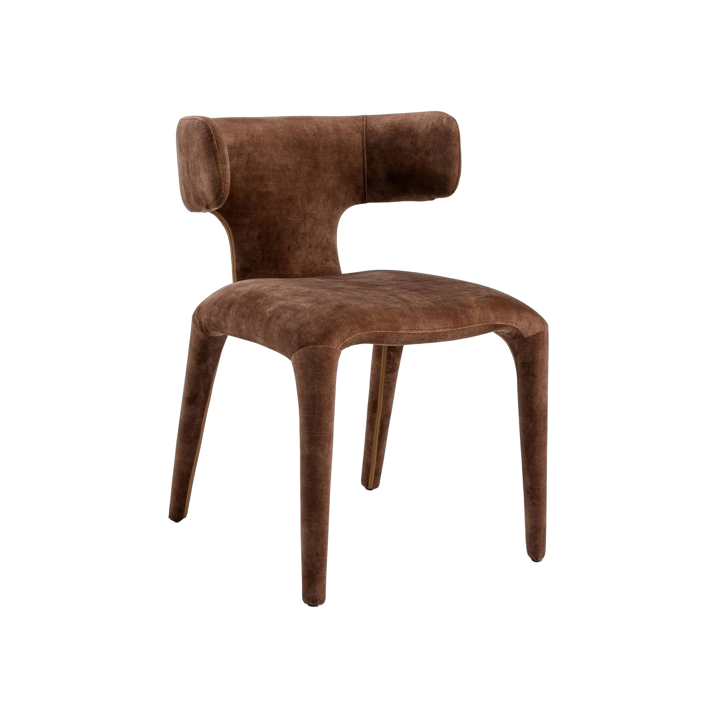 Front. Manhattan Lane - Cid Eve 21 Inch Dining Chair, Curved Wingback,  Textured Polyester - Brown.