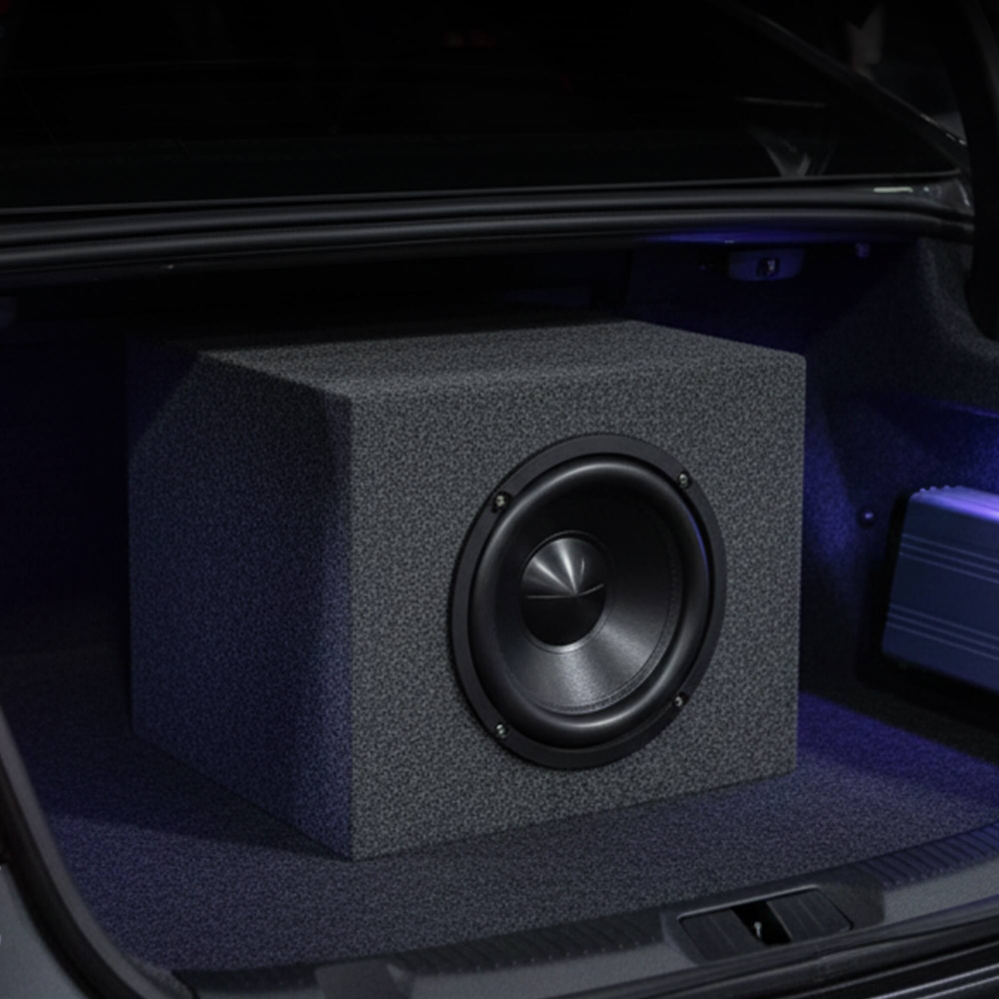 Alt View 4. QPower - QPower 10" Heavy-Duty Single Sealed Vehicle Subwoofer Enclosure Woofer Box, Gray - Charcoal Black.