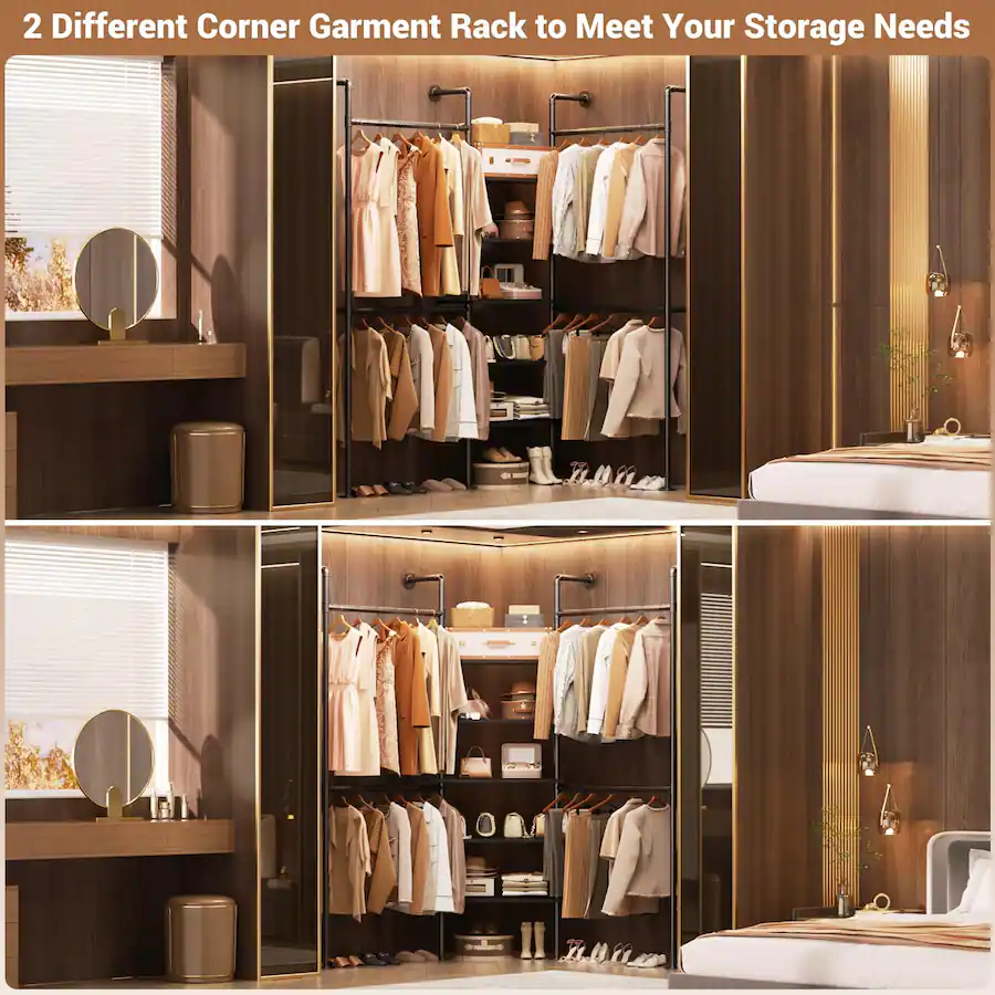 Pipe Rack Tier Layout Aheaplus 6.42FT Reversible Industrial Pipe Clothing Rack Heavy Duty 5 ...