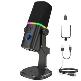 HM 1810 - Xlr usb Dynamic Microphone For Gaming Podcast Mic Phone Pc Computer Streaming With Rgb Light Mute Button Ga - Default