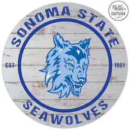Jardine - Sonoma State Seawolves 20'' x 20'' Indoor/Outdoor Weathered Circle Sign - White