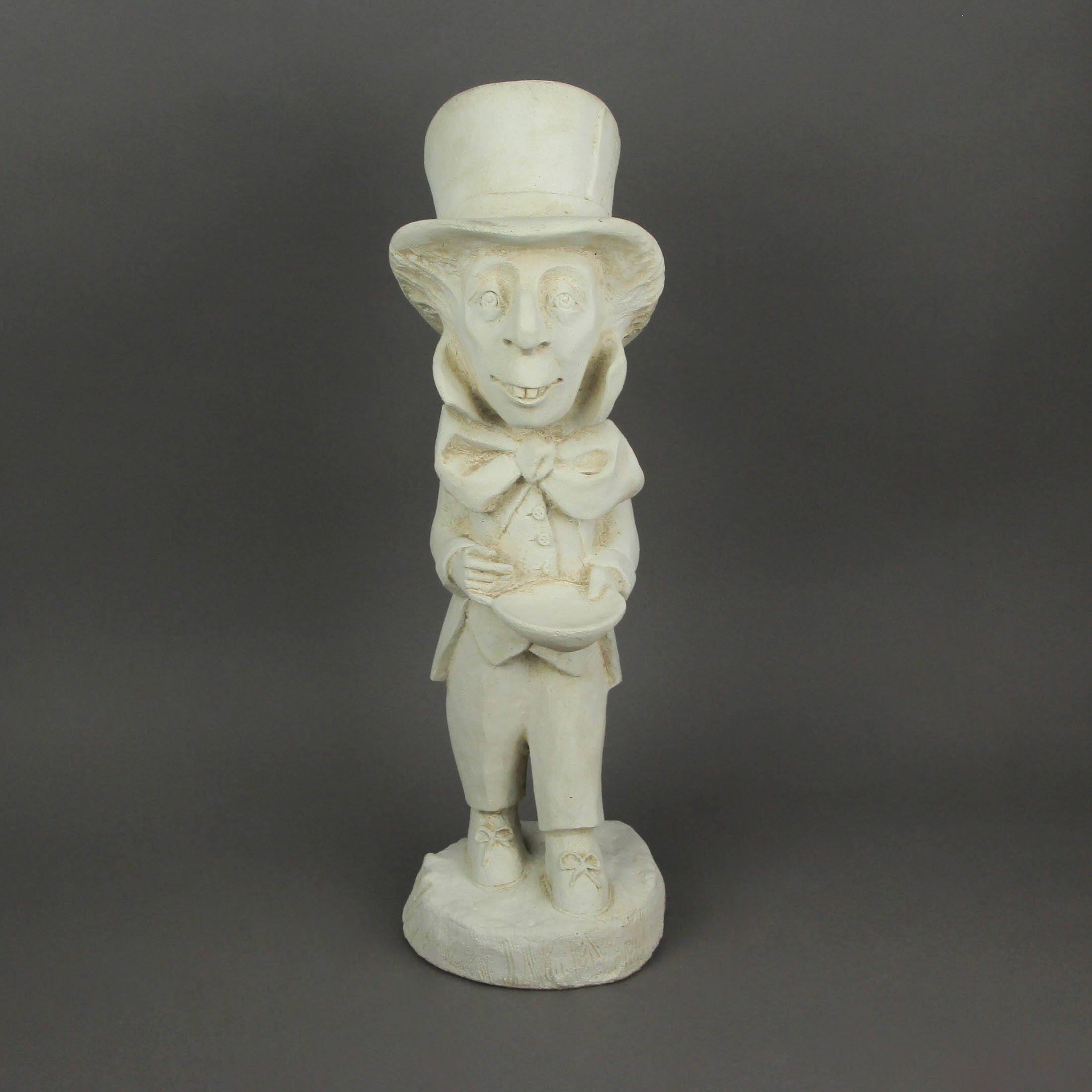 Alt View 3. Things2Die4 - Mad Hatter Alice in Wonderland Antiqued White Finish Solid Cement Statue 19 Inch - Off-white.