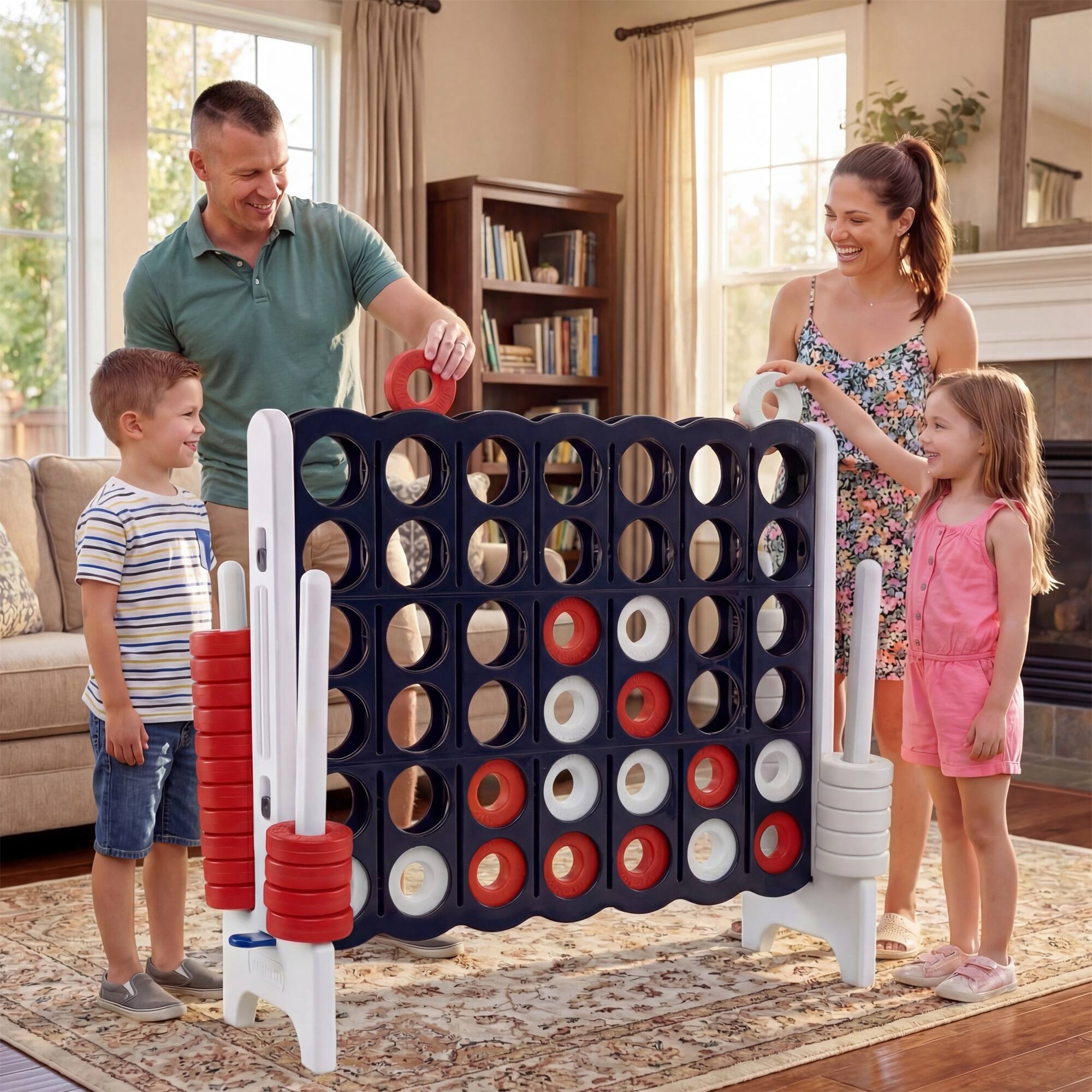 Alt View 1. Costway - Costway Jumbo 4-to-Score 4 in A Row Board Game Set Outdoor Indoor Kids Adults Family Fun - White + Navy.
