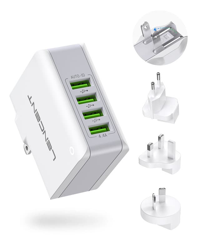 LENCENT - Universal Travel Wall Charger US/UK/EU/AU Plug Adapter with 4 USB Ports - White price history on PriceWatchPro