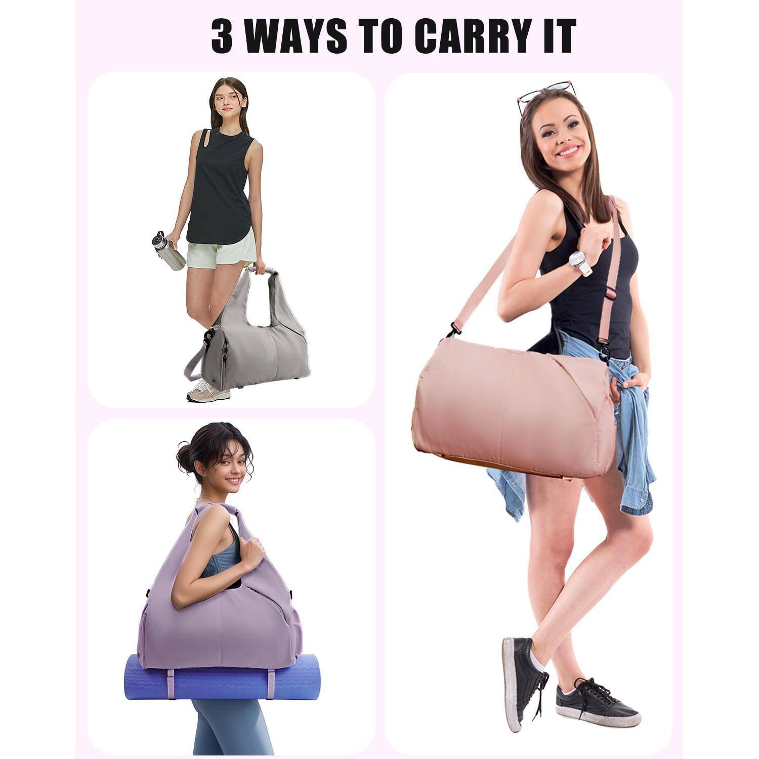 Alt View 3. Pacoar Cade - Gym Bag For Women With Shoe Compartment Yoga Mat Wet Pocket And Water Bottle Holder Weekender Strap - Black.