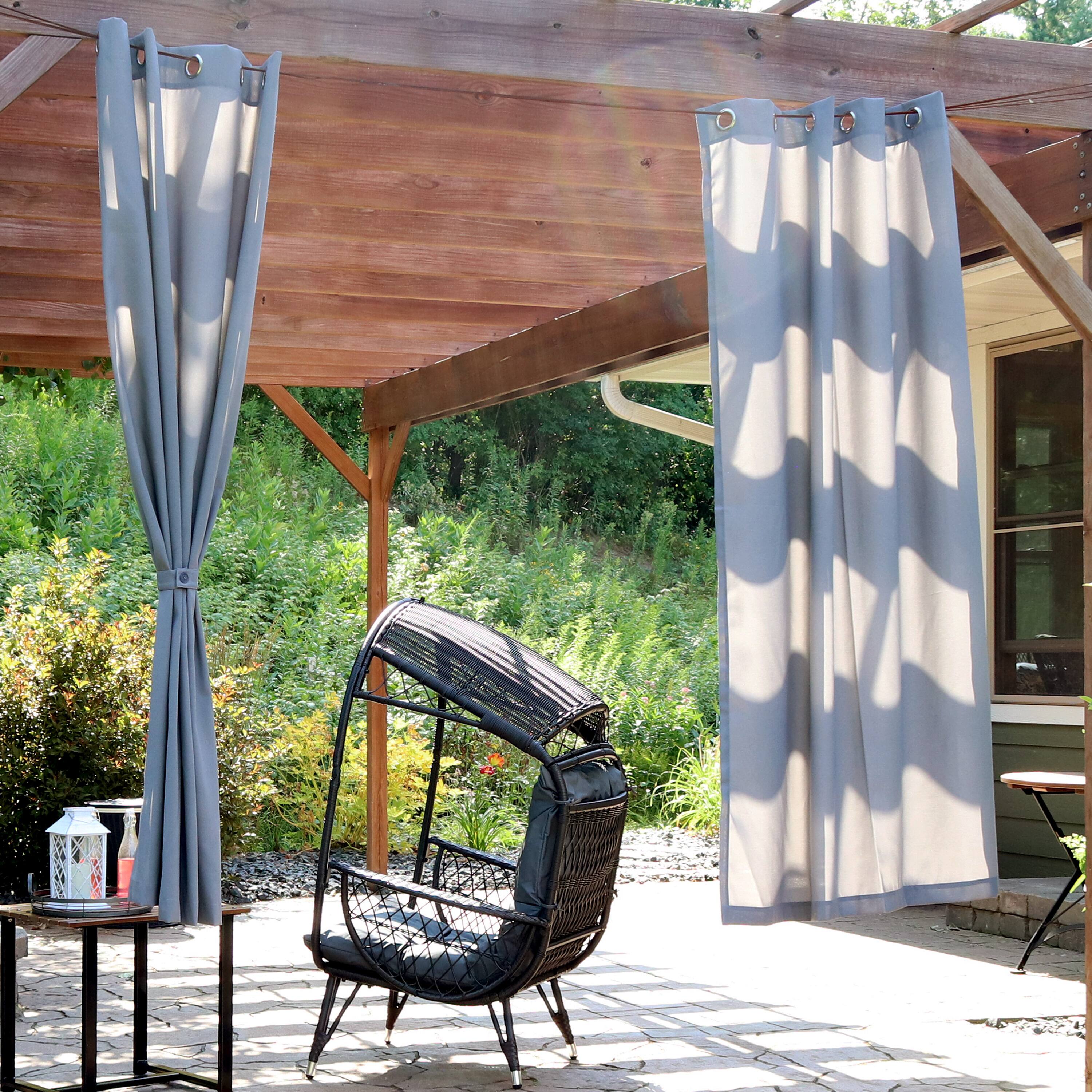 Alt View 5. Sunnydaze - Simple Outdoor Curtain Panel - 52 in x 84 in - Set of 2 - Gray.