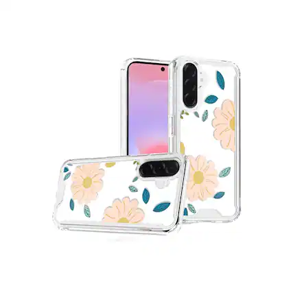 Front. Kitcheniva - Cute Printed Design Clear TPU Phone Cover With Tempered Glass For Samsung Galaxy A37 Daisy - Multicolor.