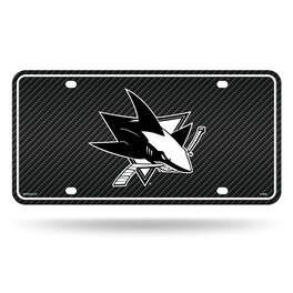 Rico Industries - San Jose Sharks Carbon Fiber Design Look - Standard License Plate Auto Tag - Multi