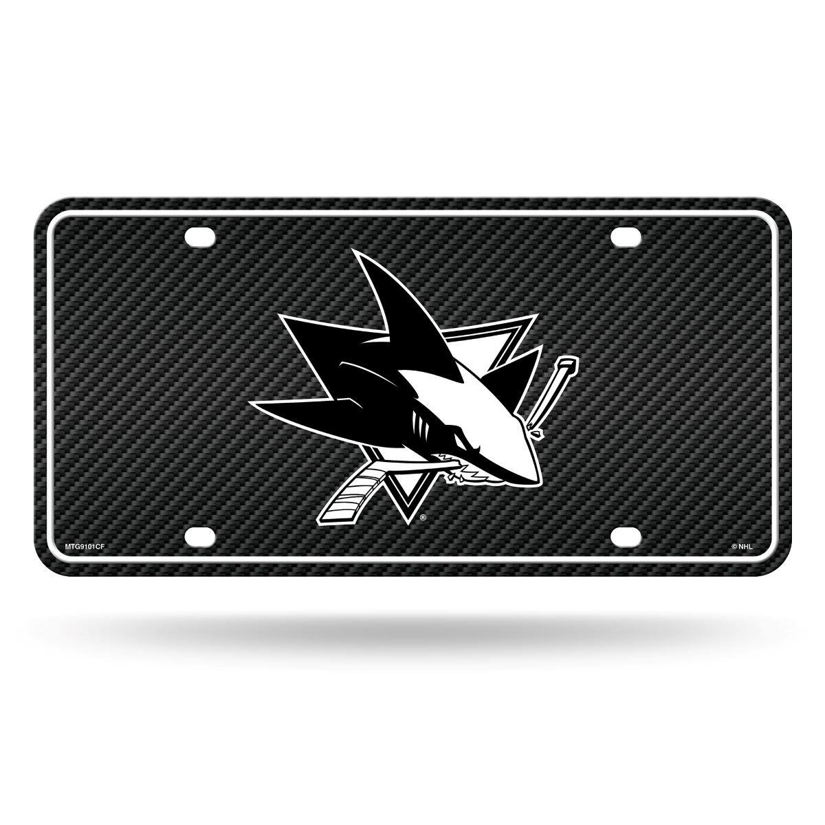 San Jose Sharks Carbon Fiber Design Look - Standard License Plate Auto Tag