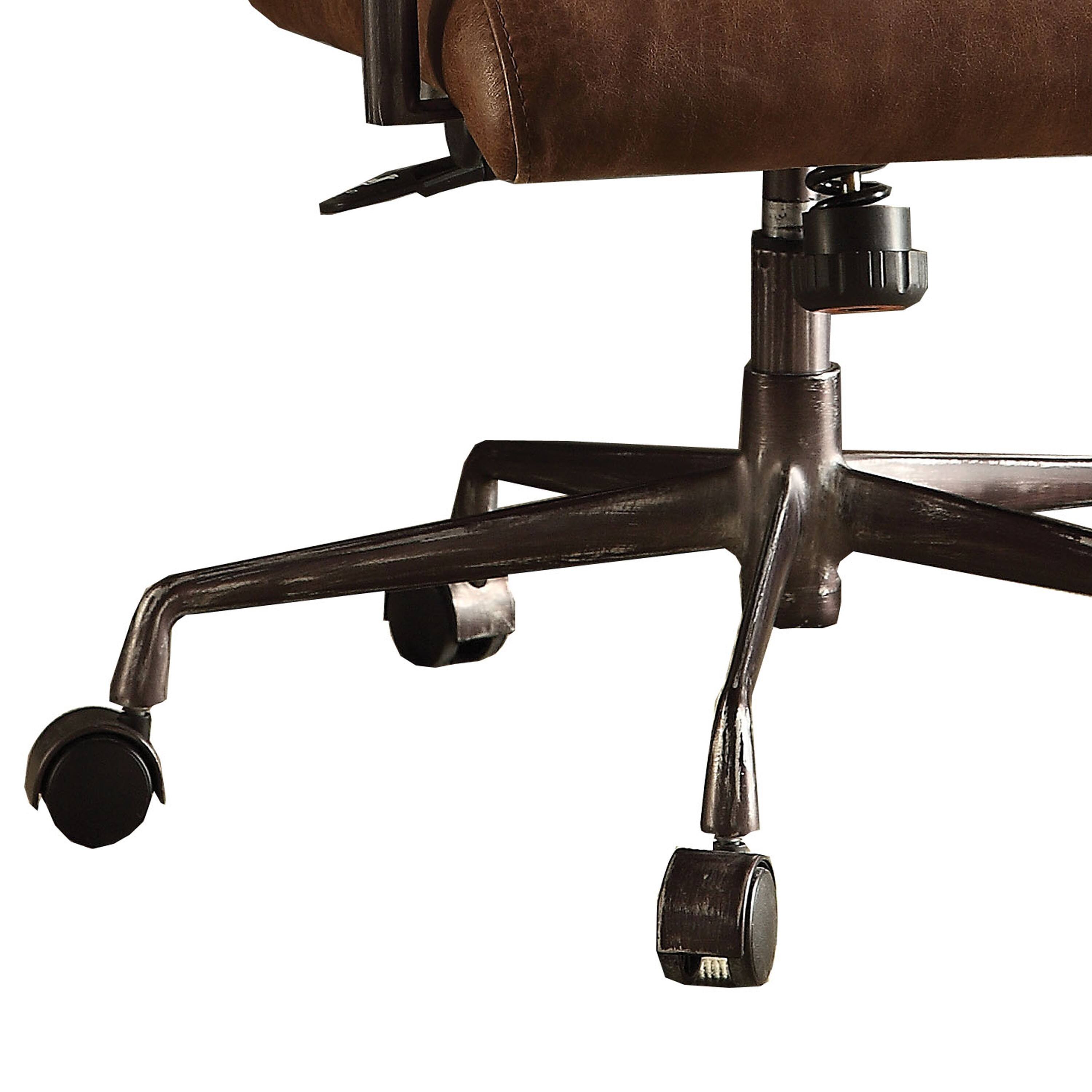 Alt View 3. Manhattan Lane - Metal & Top Grain Leather Executive Office Chair - Brown.