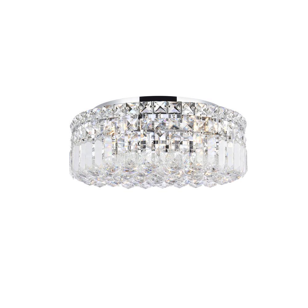 Left. Elegant Lighting - Maxime 5 light Chrome Flush Mount Clear Royal Cut Crystal - Chrome.