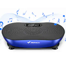 MERACH - Vibration Plate for Lymphatic Drainage Weight Loss Muscle Activation LED Touch Screen Bluetooth Plate Vibration - Black-Blue
