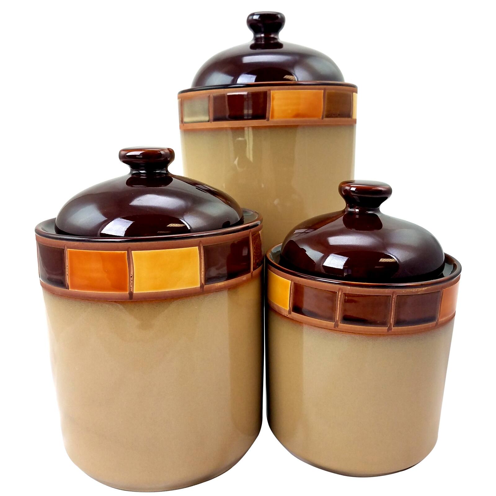 Alt View 4. Gibson - Casa Estebana 3 Piece Stoneware Storage Canister Container Jar Set.