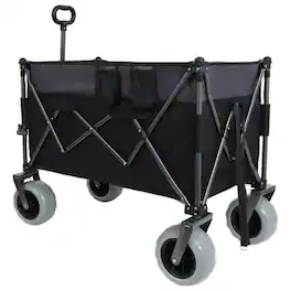 Loheer - Heavy Duty Folding Wagon, All Terrain Balloon Wheels, 480 lb Capacity for Sand and Rough Terrain