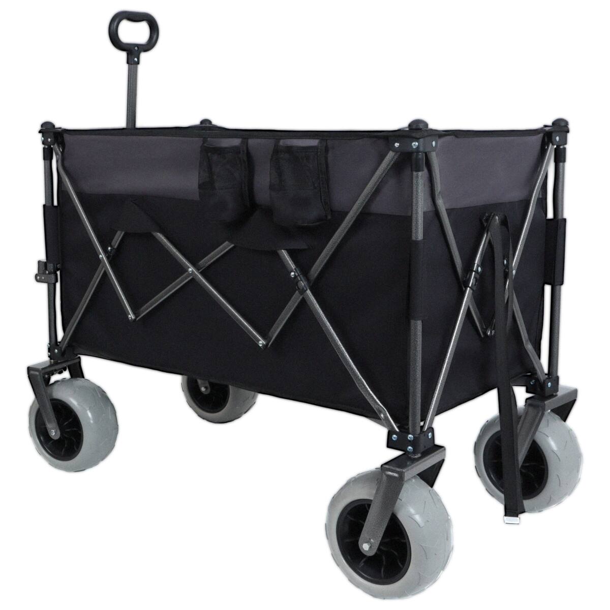 Front. Loheer - Loheer Heavy Duty Folding Wagon, All Terrain Balloon Wheels, 480 lb Capacity for Sand and Rough Terrain.