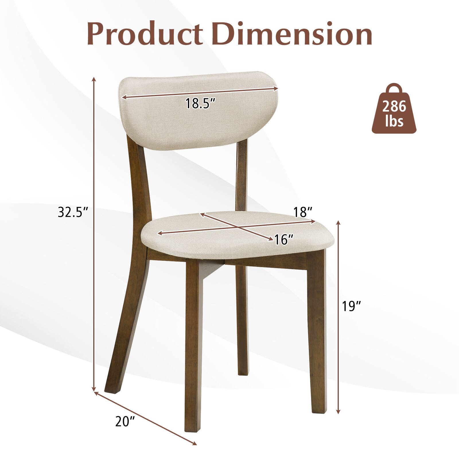 Product Dimension  
18.5" x 32.5" x 18" x 16" x 19" x 20"  
286 lbs