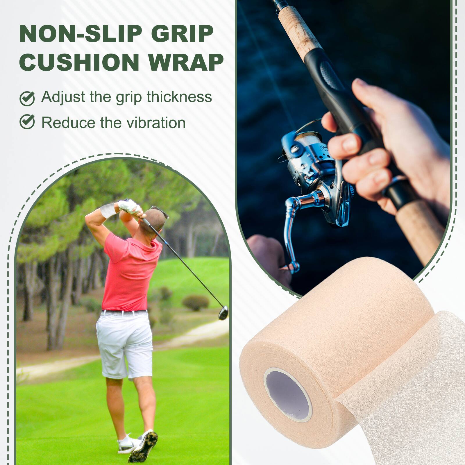 NON-SLIP GRIP CUSHION WRAP

- Adjust the grip thickness
- Reduce the vibration