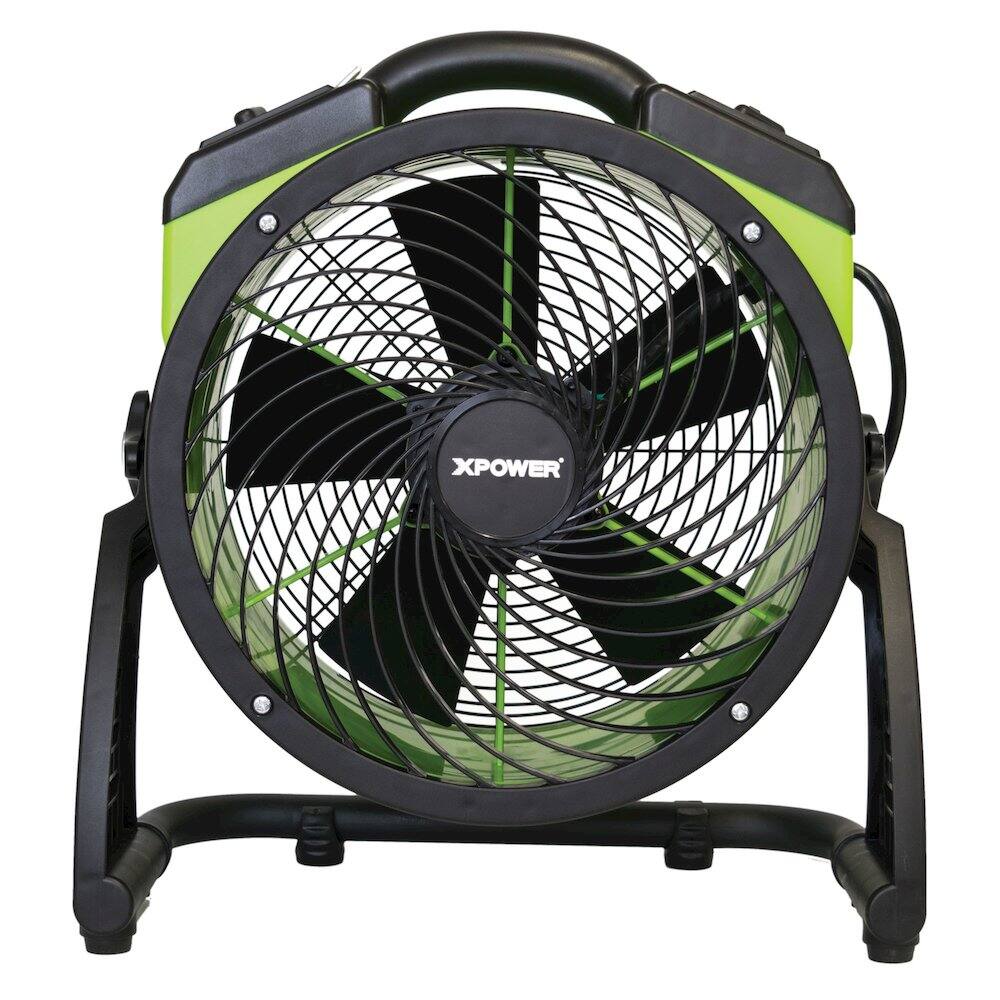 Angle. XPOWER - 1300 CFM 4 Speed Portable 13" Professional Grade Air Circulator Utility Fan - Green.