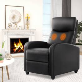 Bestier - Manual Recliner Chair Winback Single Sofa,Massage and Heating,Casual Chair For Living Room - Black