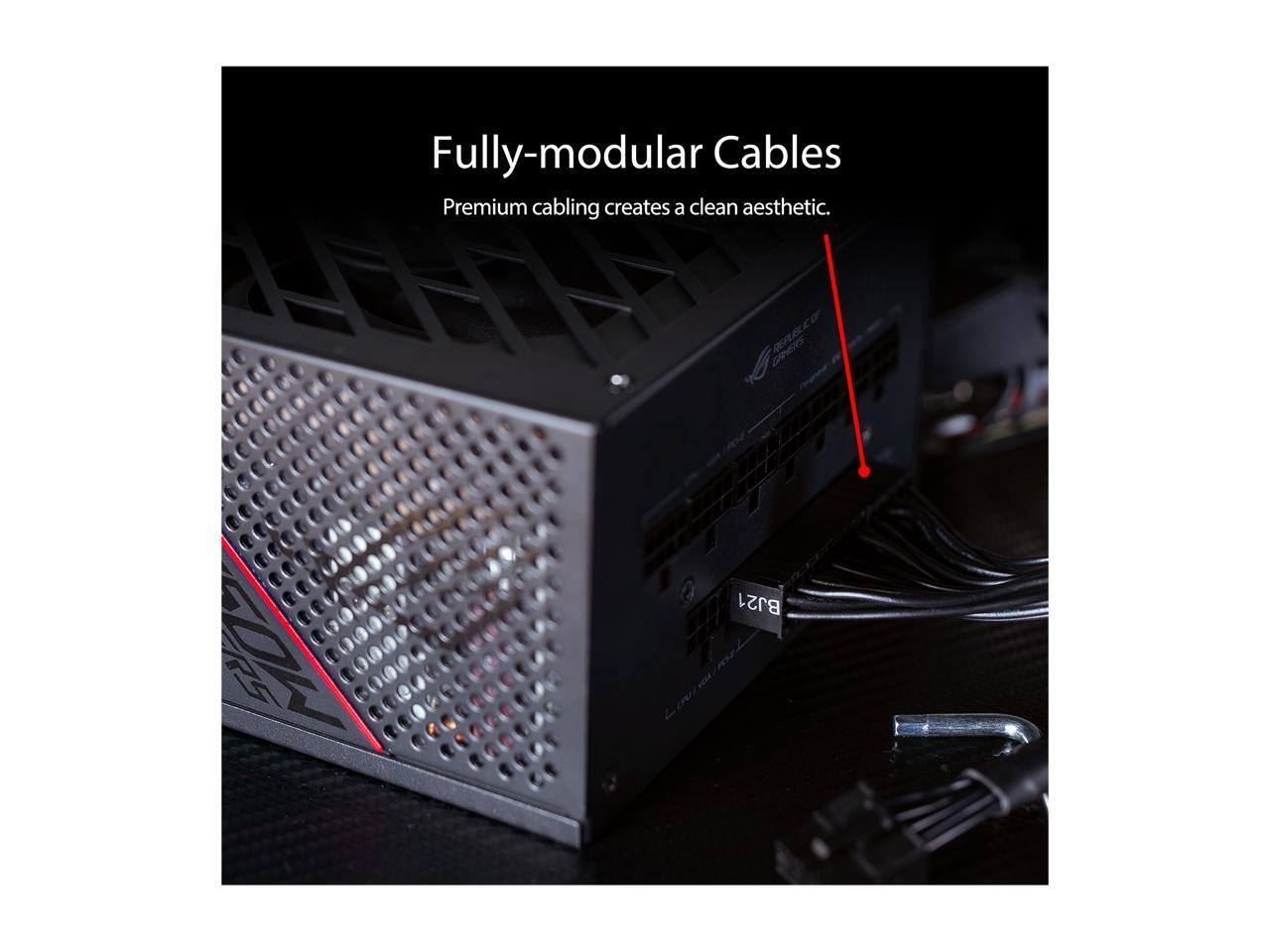 Fully-modular Cables  
Premium cabling creates a clean aesthetic.