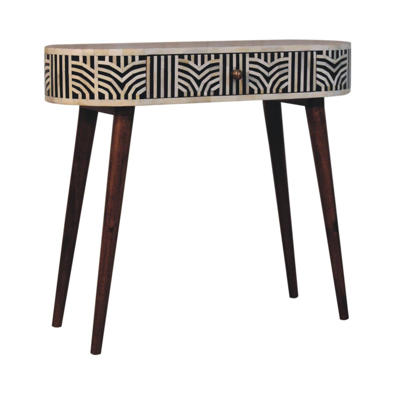 Angle. Artisan Furniture - Honey Caramel Edessa Bone Inlay Console Table - Honey Caramel.
