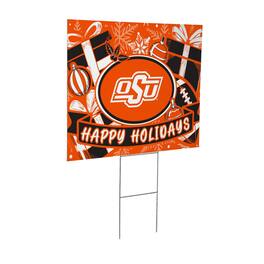 Evergreen Enterprises - Oklahoma State Cowboys 24" x 18" Happy Holidays Christmas Outdoor Staked Yard Sign - Multicolor