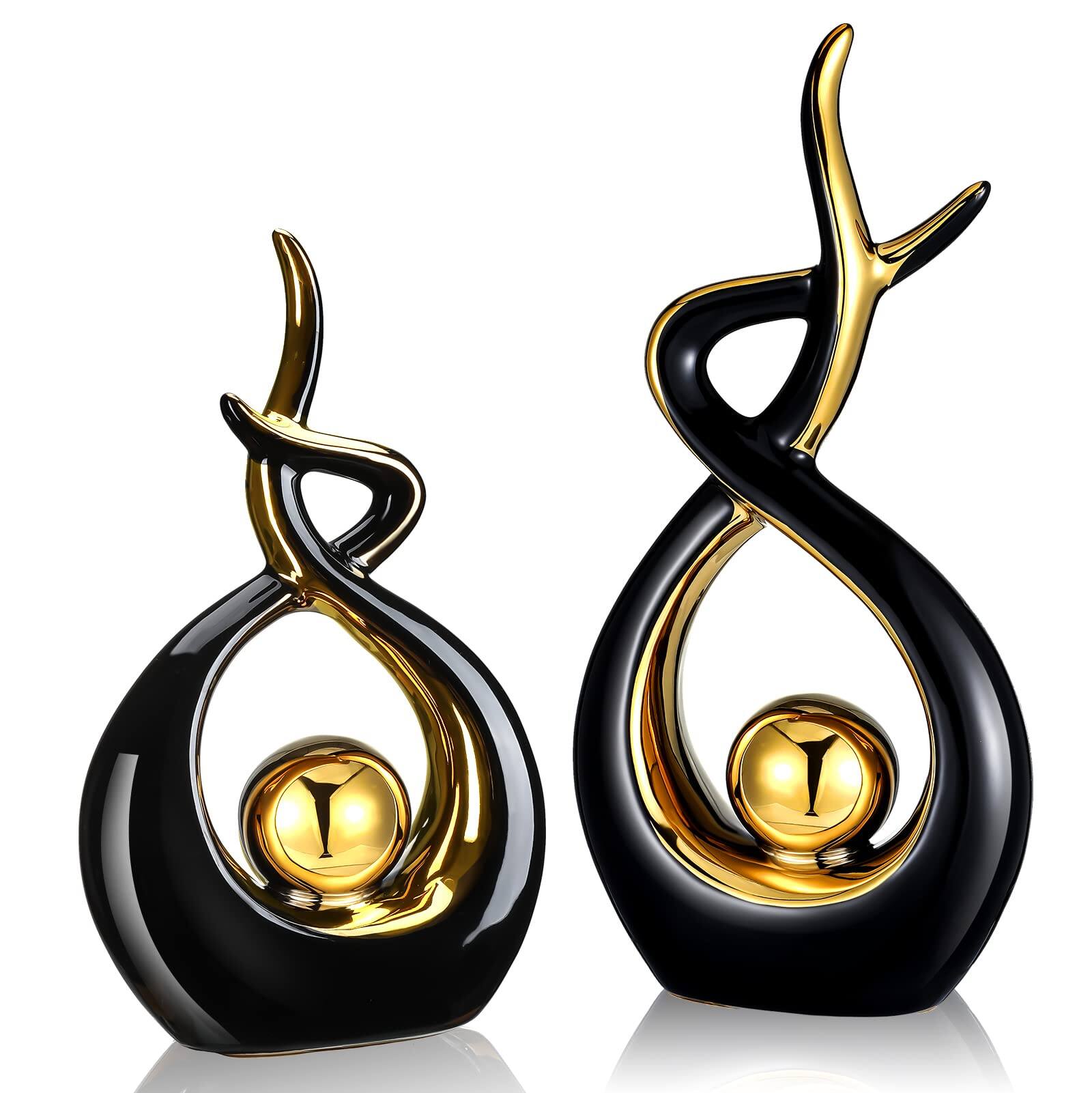 Alchemy Casas - Modern Room Ceramic Decor Center Pieces Table Decorations Statue Coffee Centerpiece For Home Office Living - Black/Gold