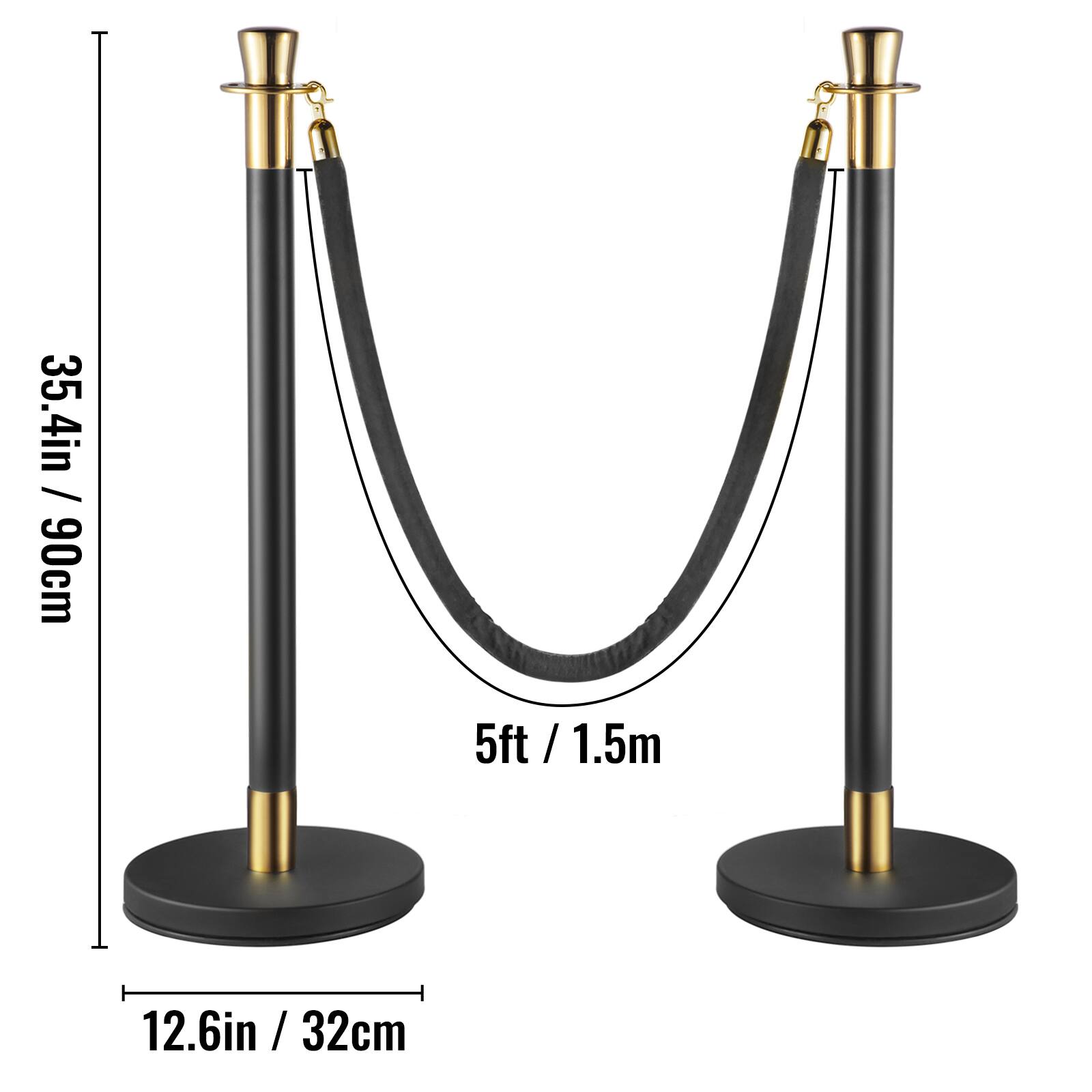 35.4in / 90cm  
5ft / 1.5m  
12.6in / 32cm