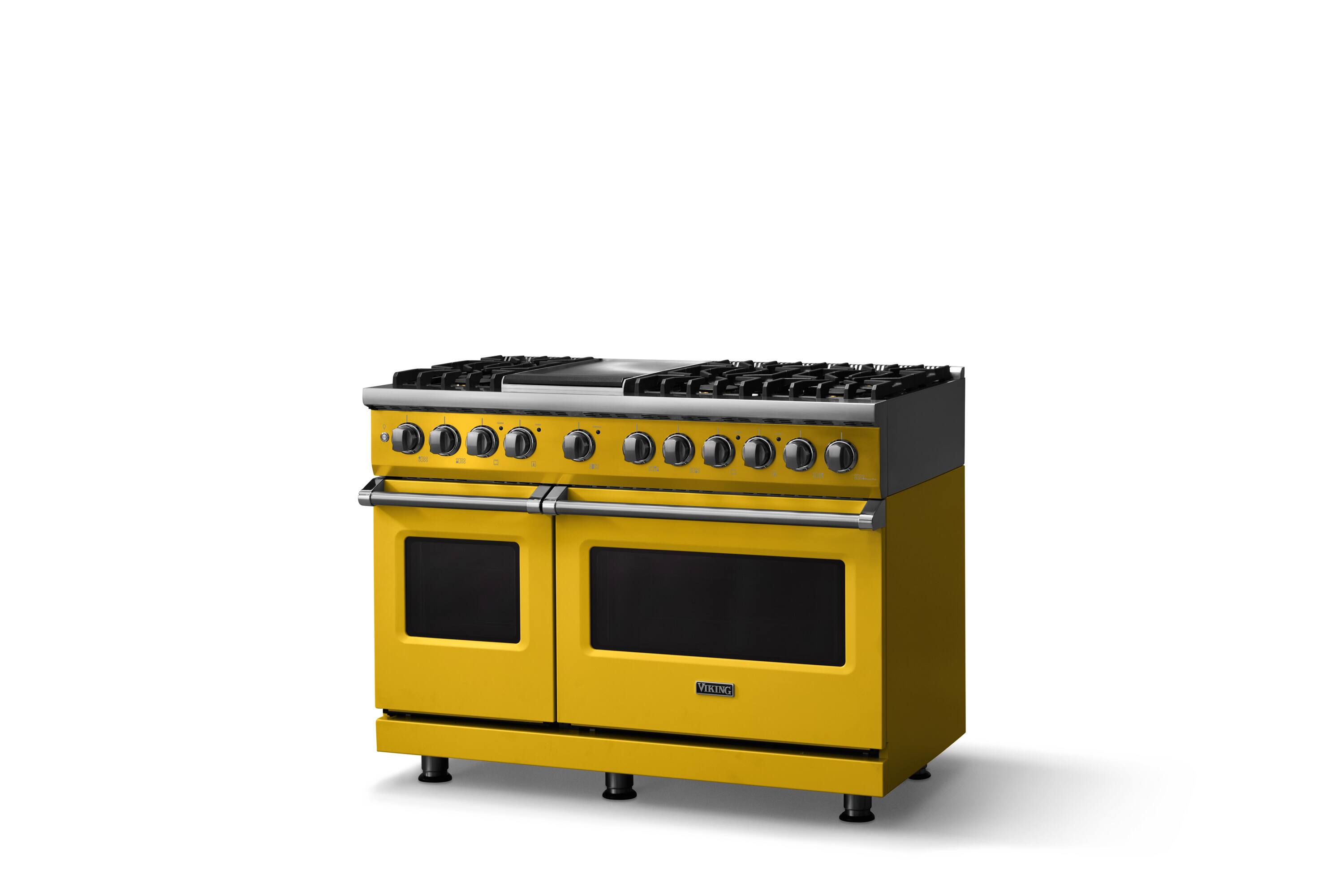 Angle. Viking - 48"W. 6 Burner Pro 5 Series 7.3 Cu. Ft. Freestanding Sealed LP Dual Fuel Convection Range/Griddle - Slate Blue.