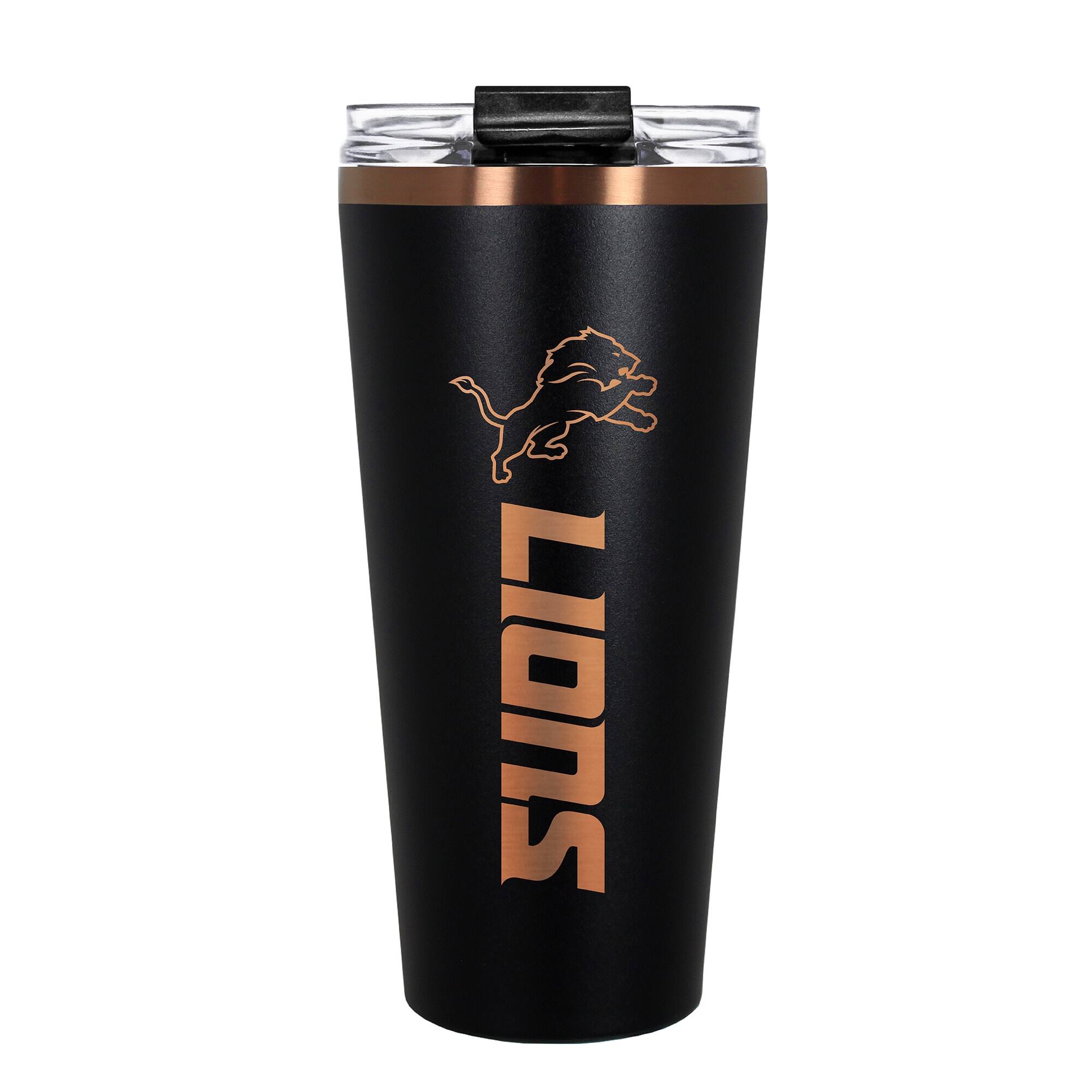 Front. Great American Products - Detroit Lions 30oz. Big Slim Tumbler - Black.