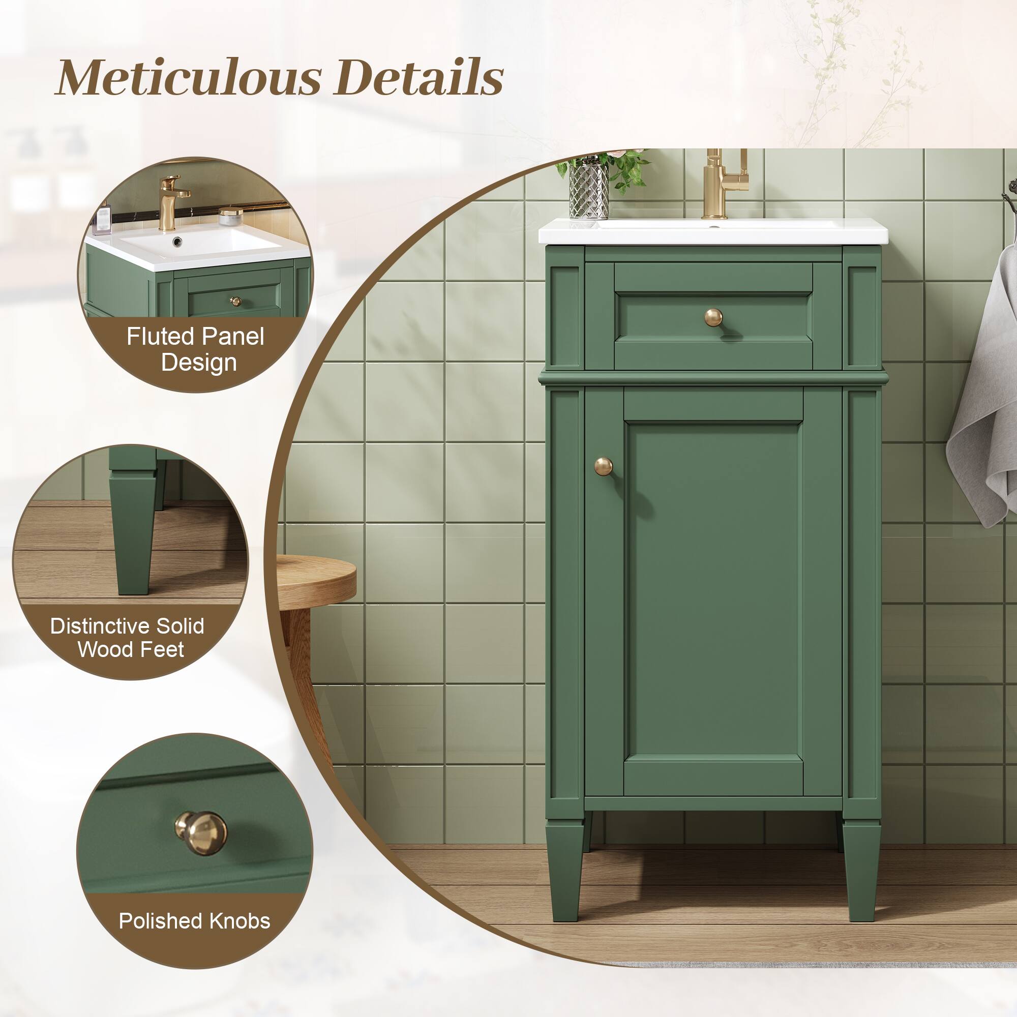 Meticulous Details  
Fluted Panel Design  
Distinctive Solid Wood Feet  
Polished Knobs