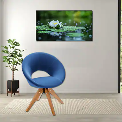 Front. Hivvago - Modern Upholstered Swivel Chair with Wide Seat for Home or Office - Blue.