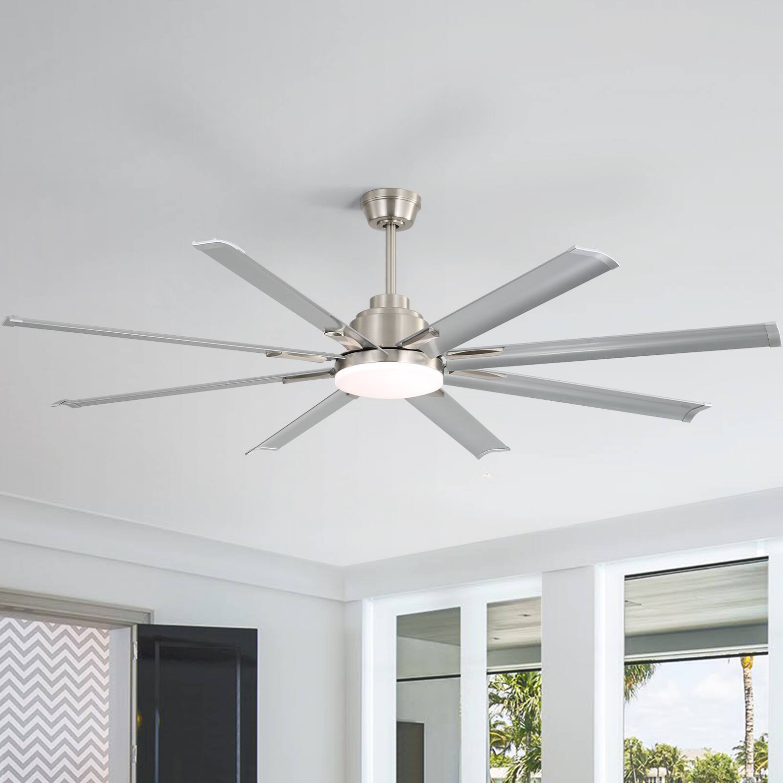 Alt View 1. Sofucor - 84 Inch Industrial Windmill Ceiling Fan W/Light Smart Life APP Remote Control Timer For Alexa Google - Silver.