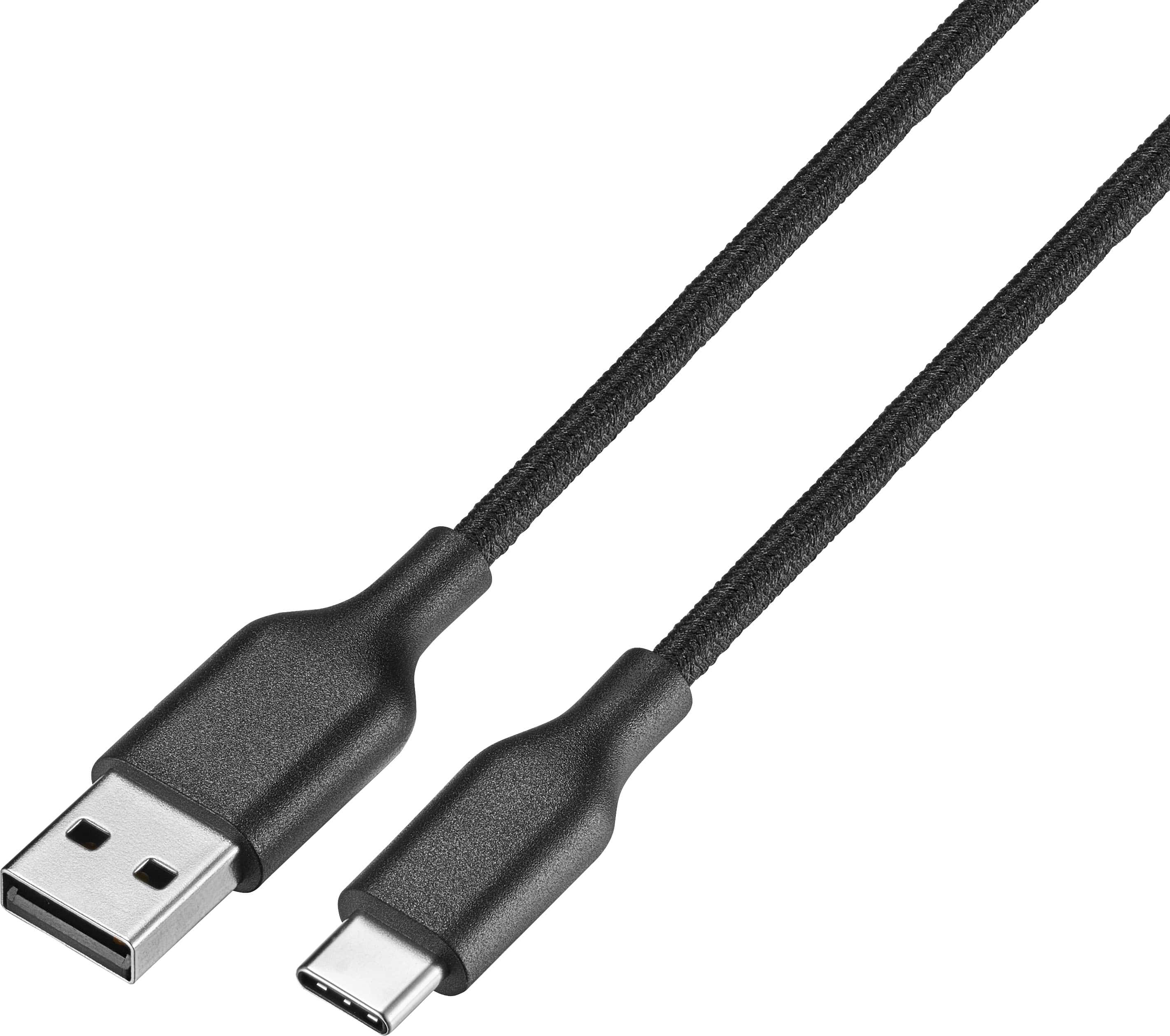 Front. Best Buy essentials™ - 10' USB-C to USB Braided Charge-and-Sync Cable - Black.