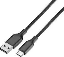 Best Buy essentials™ - 10' USB-C to USB Braided Charge-and-Sync Cable - Black - Front_Zoom
