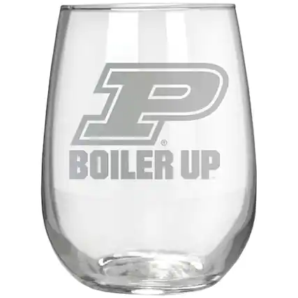 Front. Great American Products - Purdue Boilermakers Etched 17oz. Rally Cry Stemless Wine Glass - Multicolor.